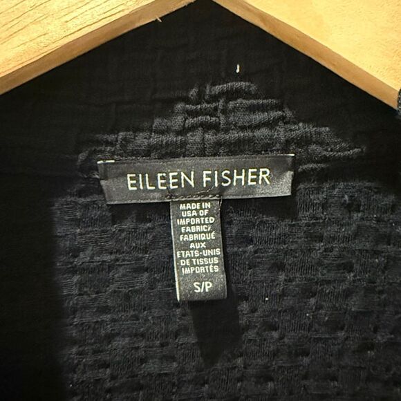 Eileen Fisher Black Oversized Textured Blazer one button closure size Small - Picture 2 of 11